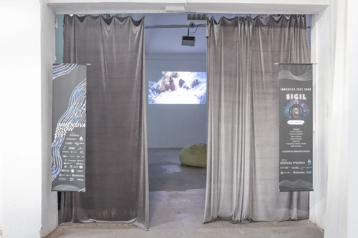 Installation view of the SIGIL collective exhibition by Immensiva 2022 at Espronceda Institute of Art and Culture, Barcelona