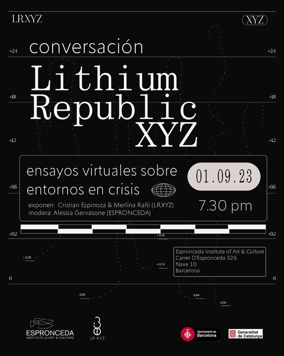 Image from the Lithium Republic XYZ – Virtual Territory project, presented at Espronceda Institute of Art & Culture in Barcelona on 1 September 2023.