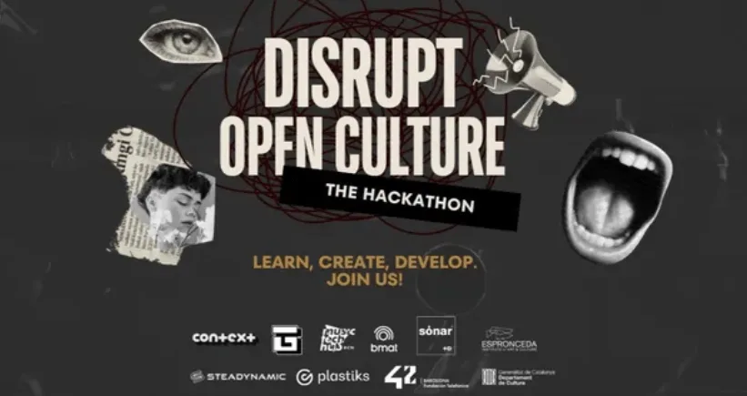 Promotional image for The Hackathon on 16th December at Espronceda art centre in Barcelona, exploring the intersection of technology and digital culture.